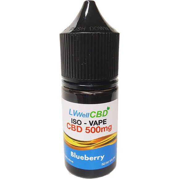 LVWell CBD Vape Juice 500mg of CBD - 30ml Bottle. Blueberry Flavour