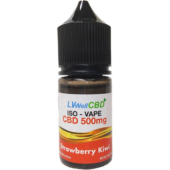 LVWell CBD Vape Juice 500mg of CBD - 30ml Bottle. Strawberry & Kiwi Flavour